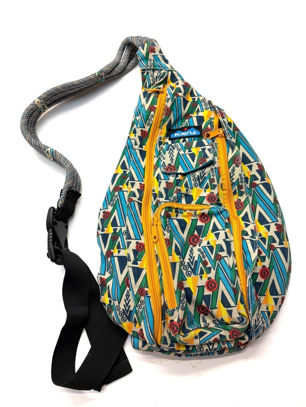 Kavu Woodland Rope Sling Bag Geometric Print Multi Color